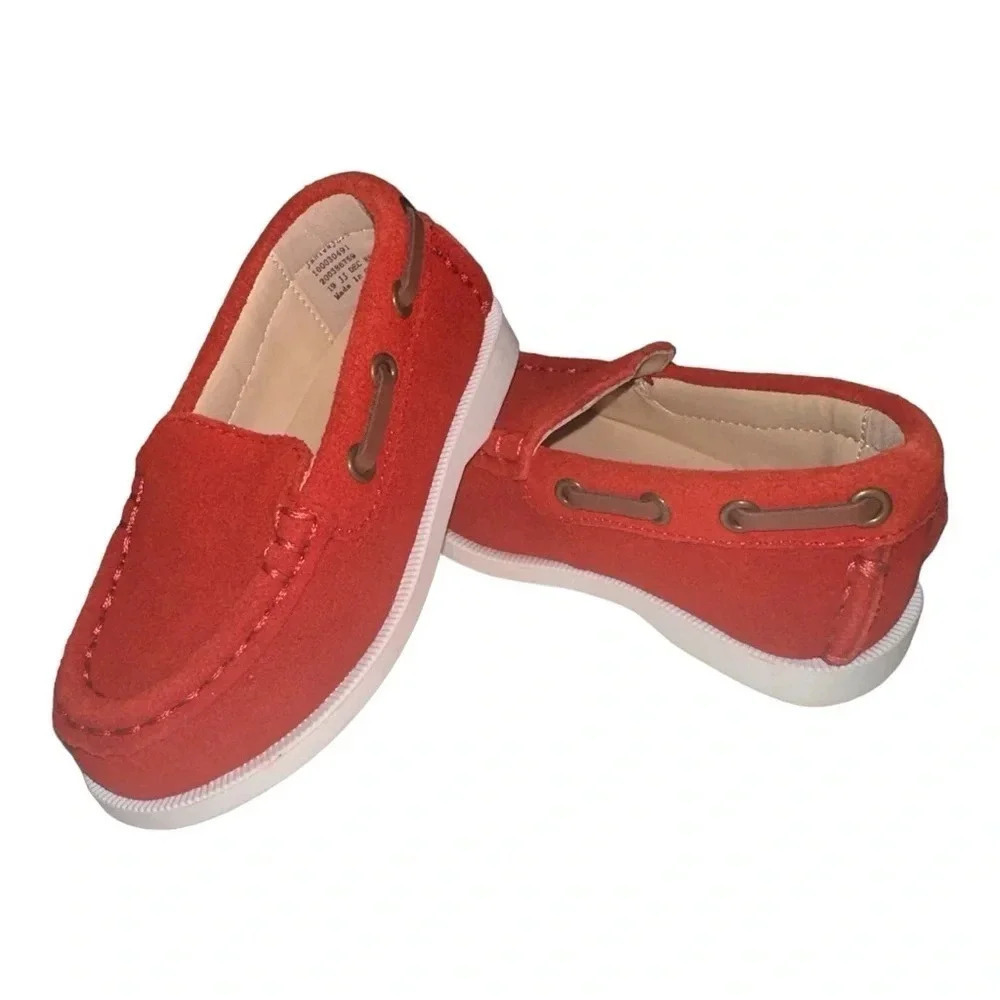 NWOT Janie and Jack Size 6 Toddler Unisex Suede Loafers Slip On Red